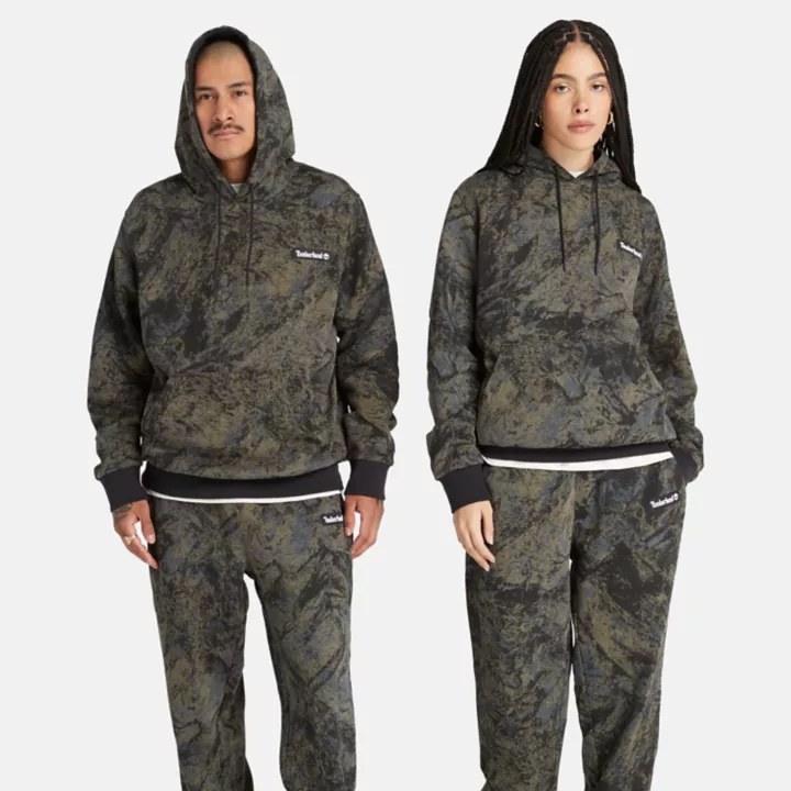 Moletom com capuz unissex estampado em camuflagem.