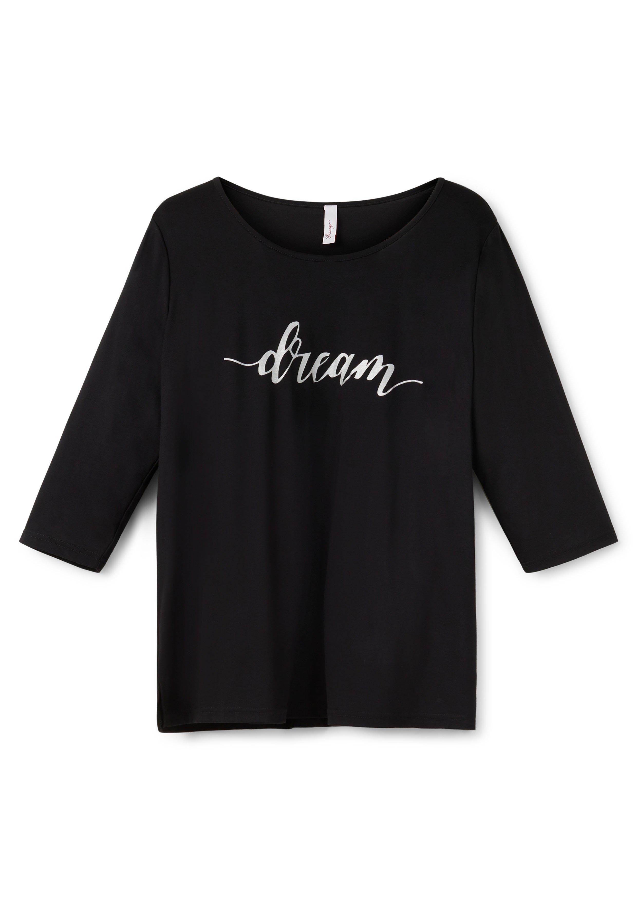Shirt mit Wording-Frontdruck und 3/4-Ärmeln