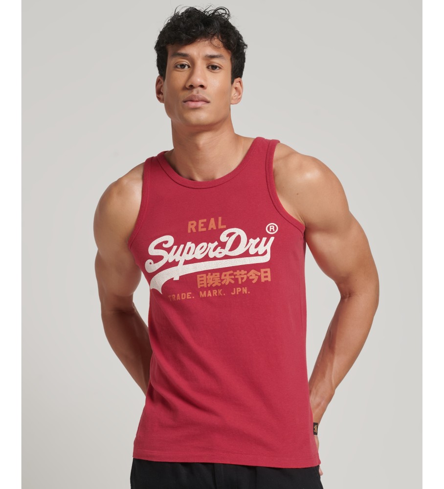 Camisa sem mangas Superdry Vintage Logo Heritage vermelha