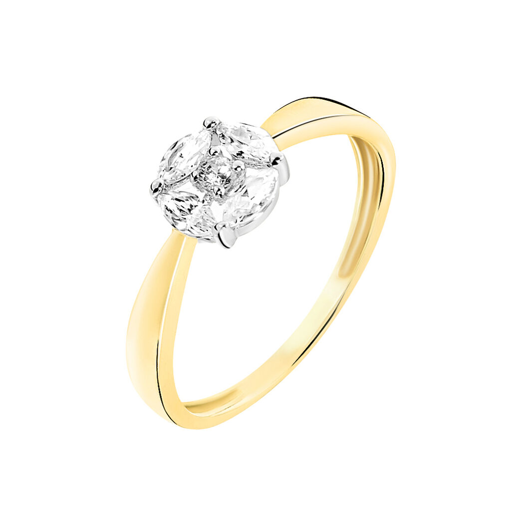 Bague Solitaire Maurena Or Jaune Oxyde De Zirconium