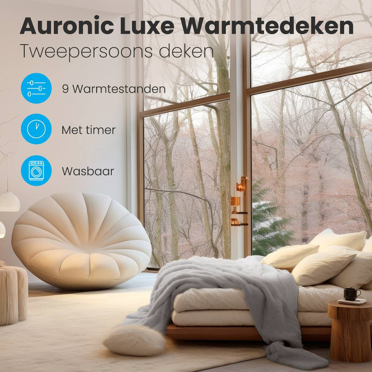 Auronic 2-persoons elektrische deken - Light Grey