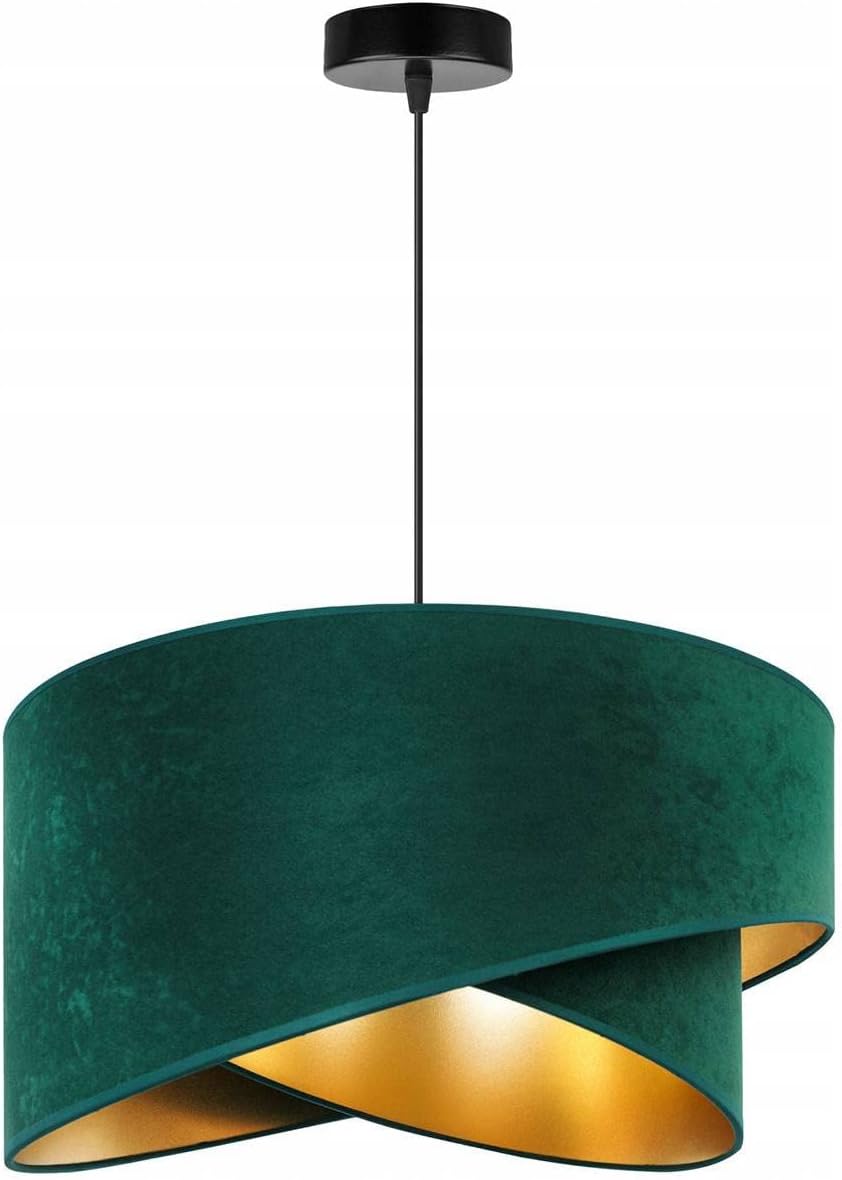 Light-Home Milan Elegant Hängelampe - Modern Deckenlampe für Wohnzimmer Schlafzimmer und Esszimmer - Designer Pendelleuchte aus Metall mit Lampenschirm aus Velours - Grün