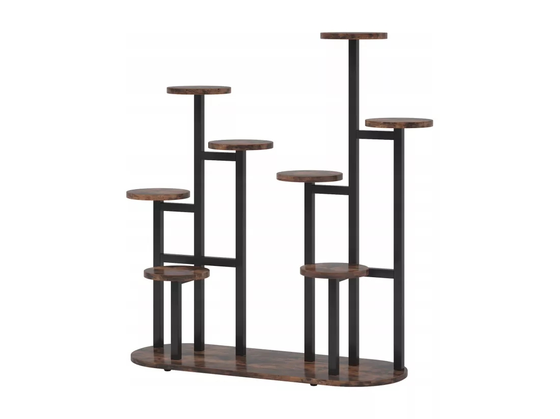 Support de plantes d'intérieur à plusieurs étages pour 11 pots de fleurs, support de rangement pour jardin, balcon, salon, marron rustique