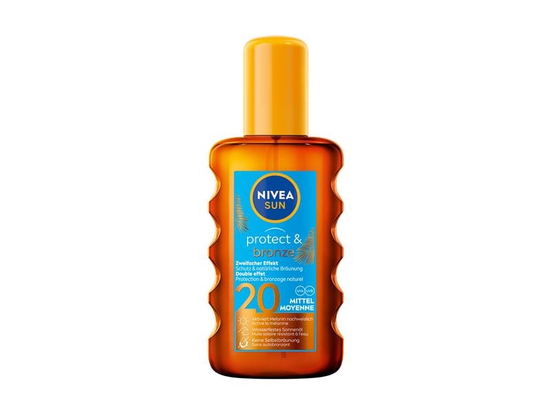 NIVEA SUN Sonnenöl Protect and Bronze LSF 20 200 ml Sonnenpflege für schnelle und langanhaltende Bräune