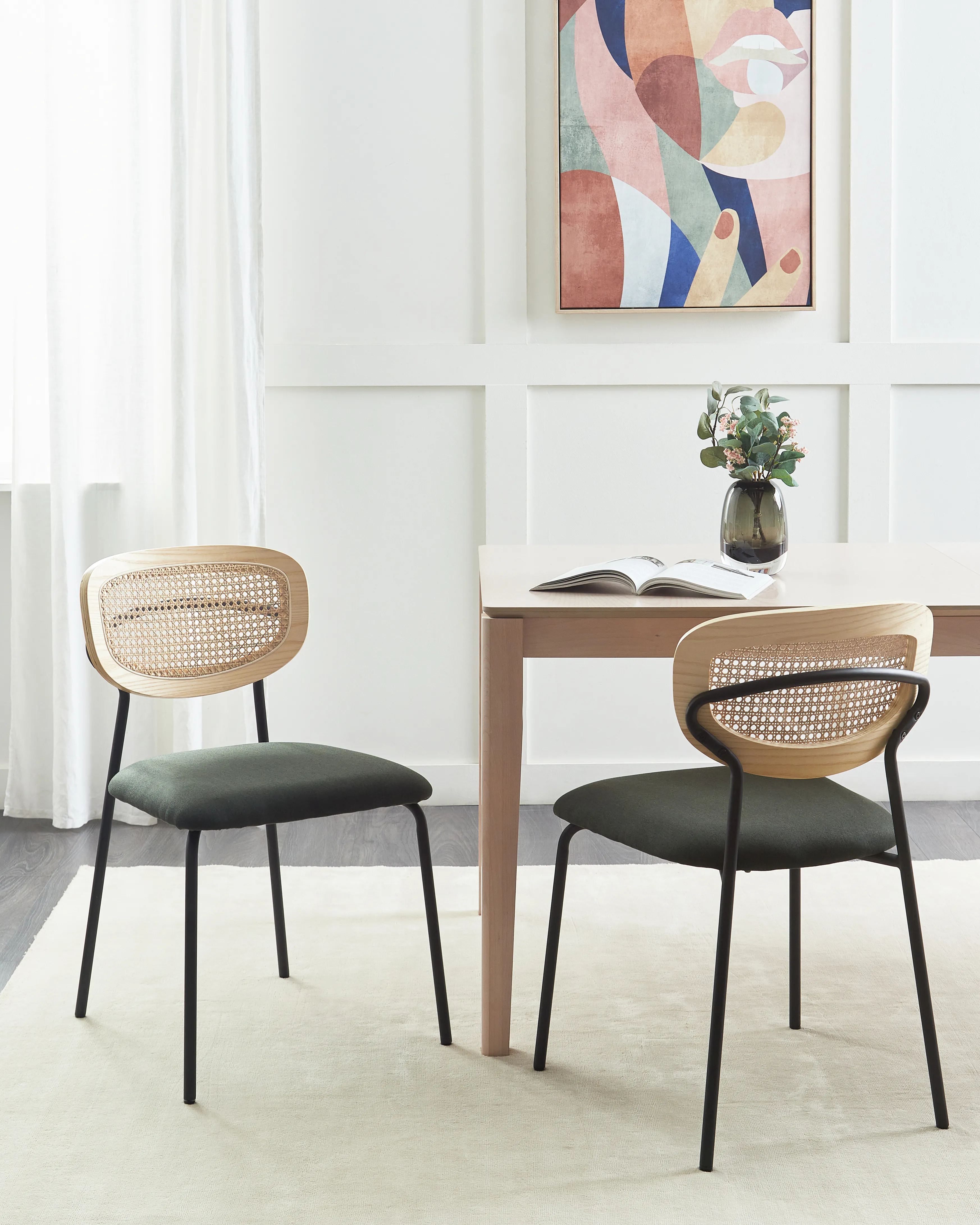 Set van 2 eetkamerstoelen MAYETTA Rotan Donkergroen