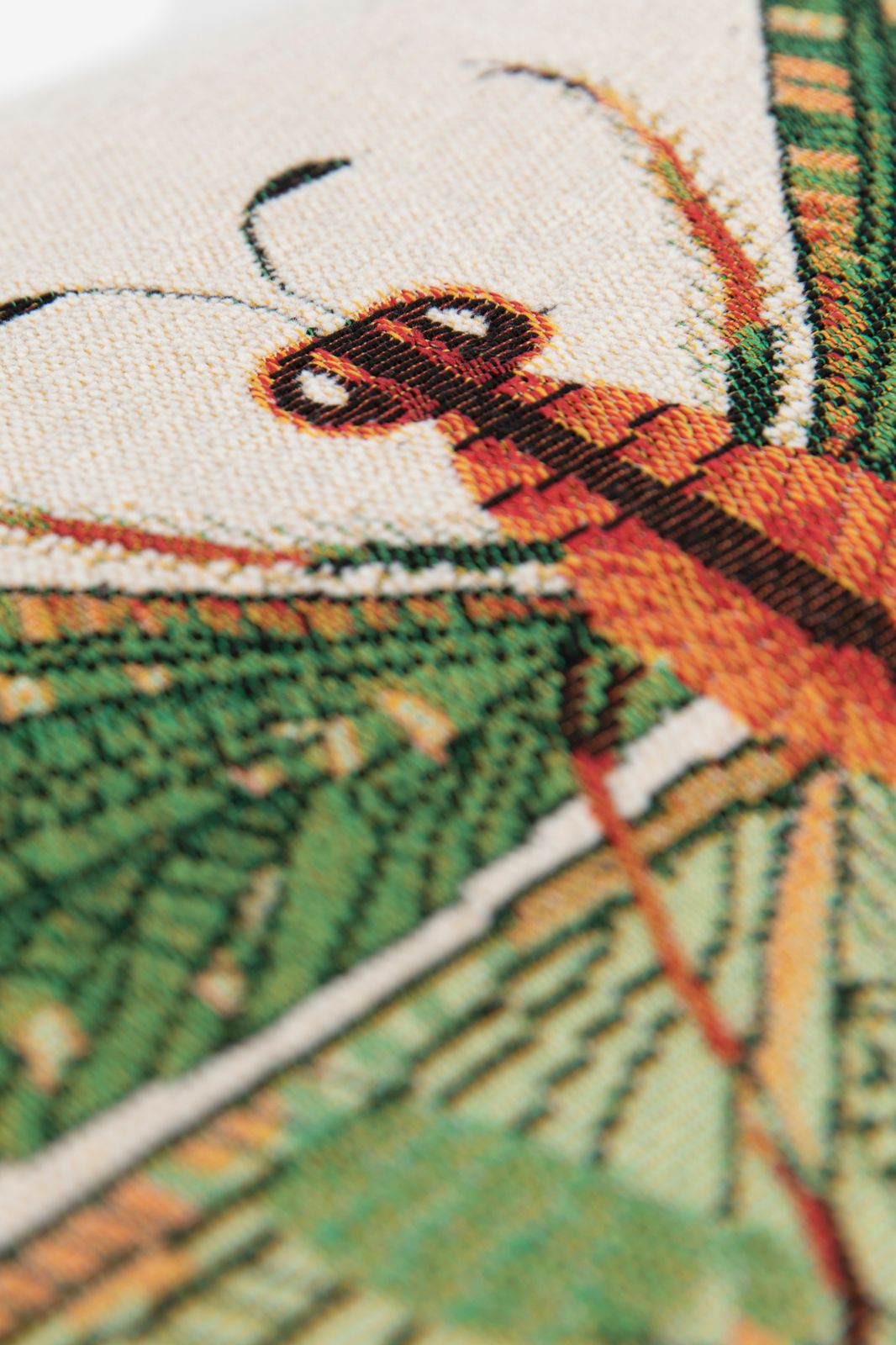 Groen jacquard kussen dragonfly