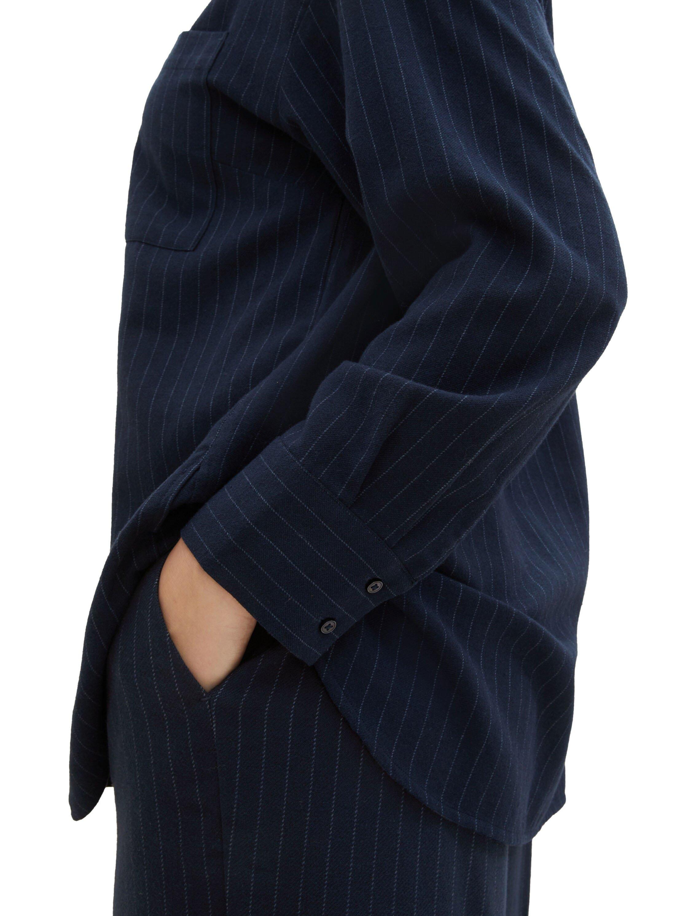 Gestreifte Hemdbluse mit Brusttaschen