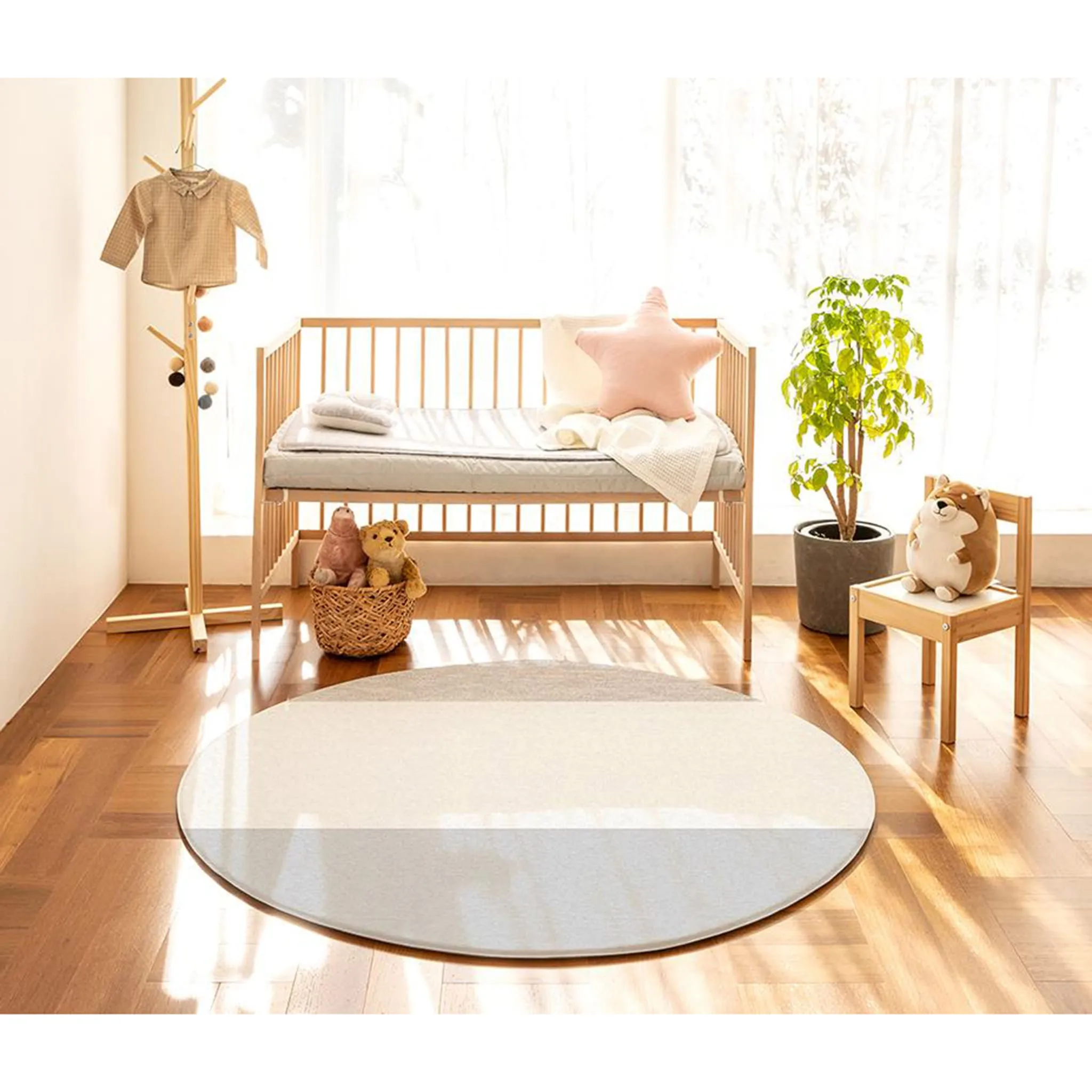 Parklon Tapis de Jeux Réversible Rond - Chevrons  Macaron