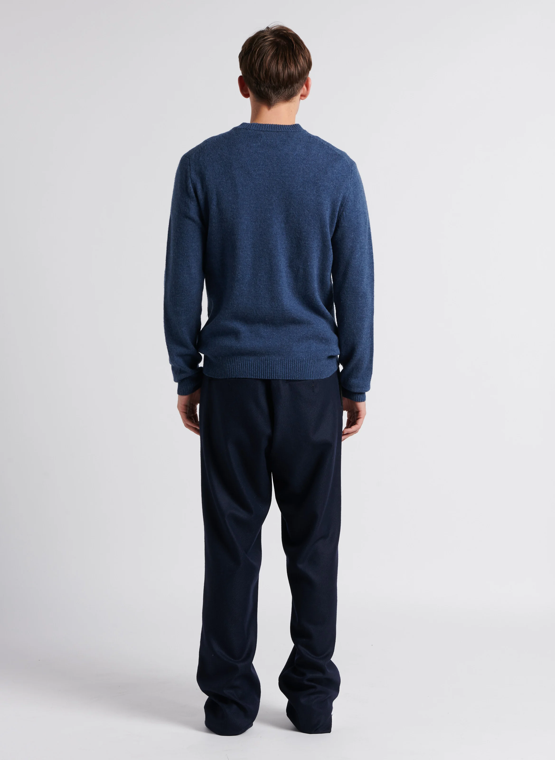 KYLE CHEVIOT - Pantalon droit en laine mélangée| Bleu