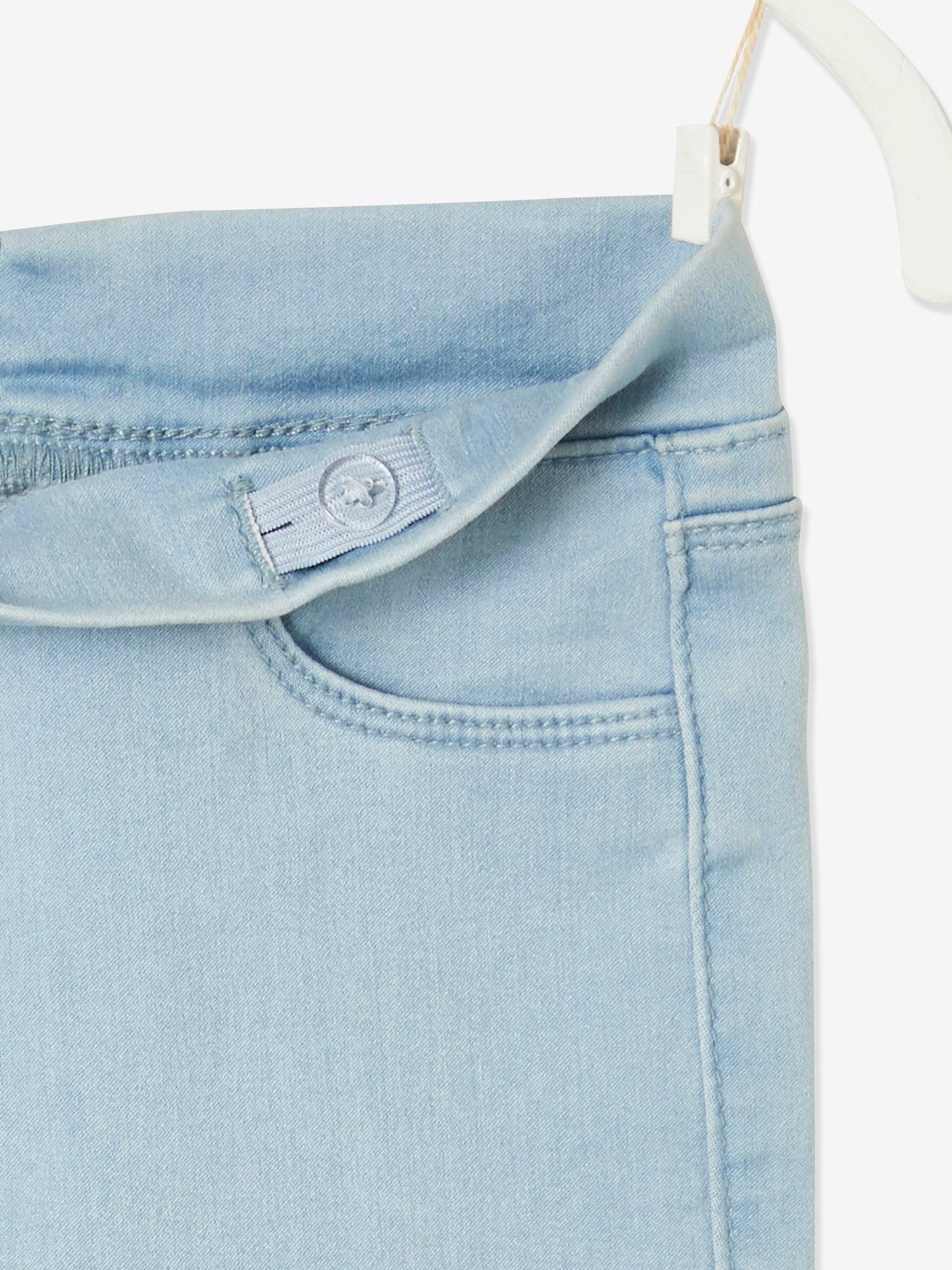 Calça legging jeans sem lavagem para meninas, lavagem cinza média