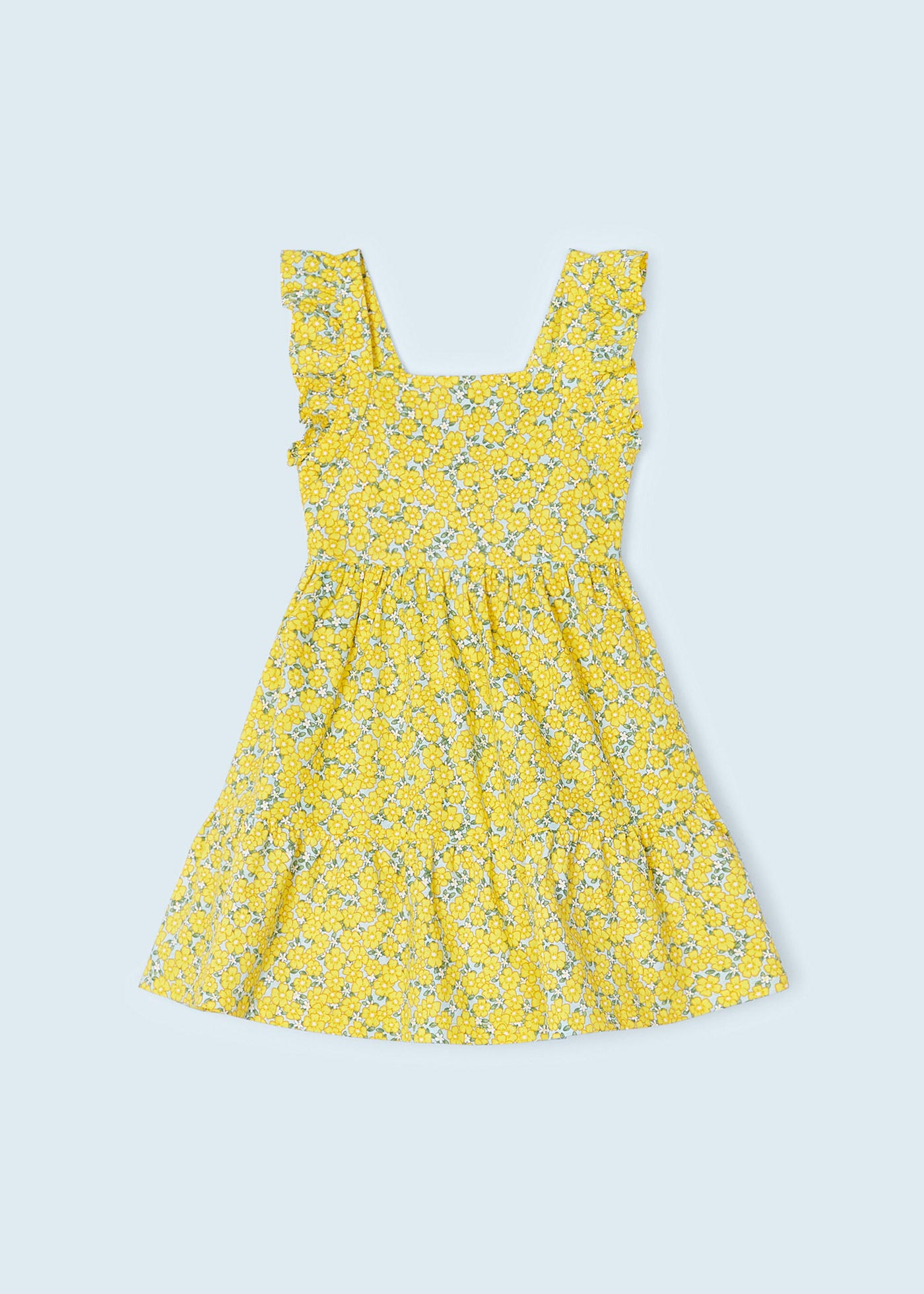 Vestido estampado com detalhe nas costas em algodão para meninas