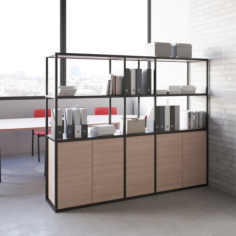 Bibliothèque Lumya L 80 x P 41,5 x H 162 cm porte battante - structure métal