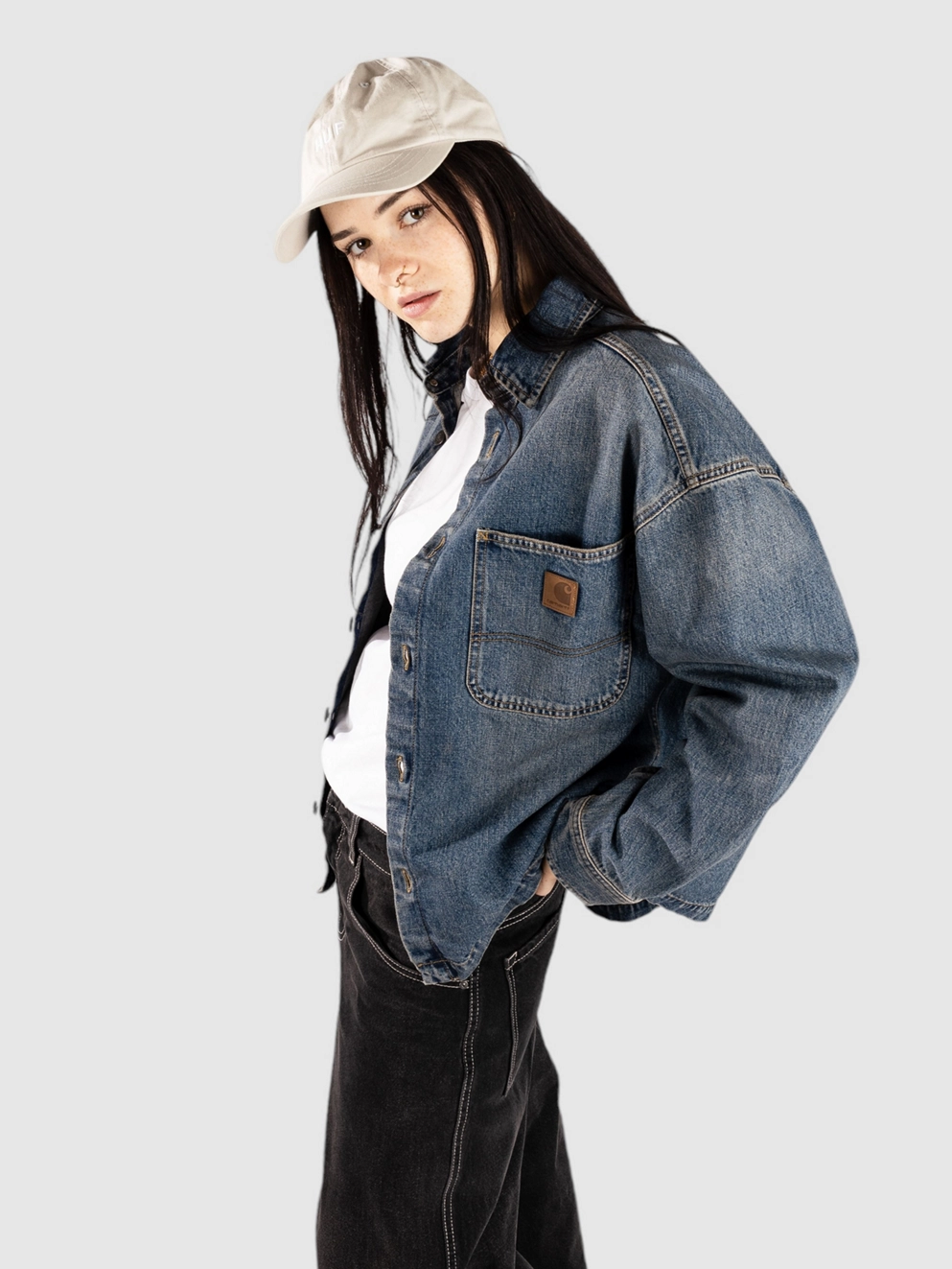Carhartt WIP Lovilia Shirt blue dirty used wash