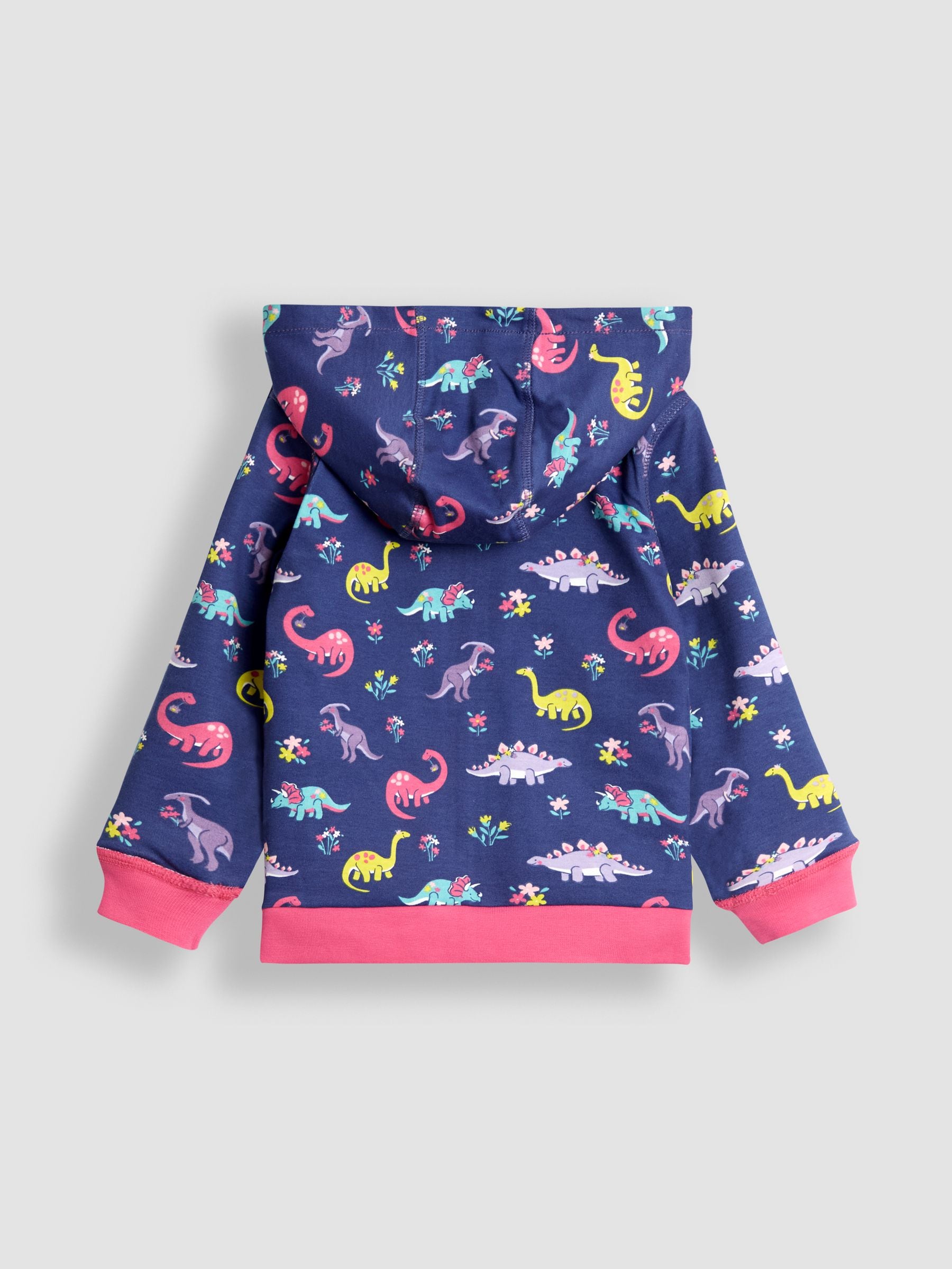 Fuchsiaroze dino - JoJo Maman Bébé - Omkeerbare hoodie met applicatie