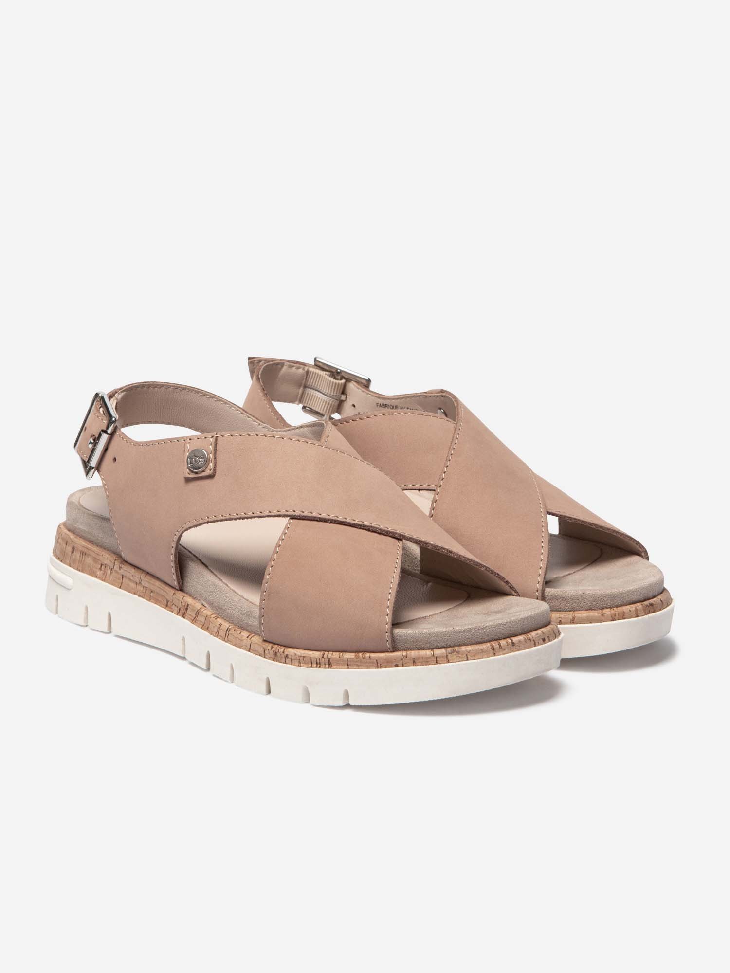 Sandales Femme Semelle Mi-Haute Cuir Beige