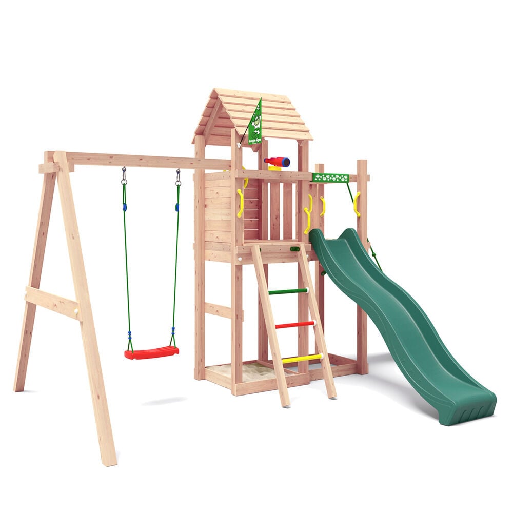 Jungle Gym Namsos Grenen - Speeltoestel - Donker groen - Grenenhout