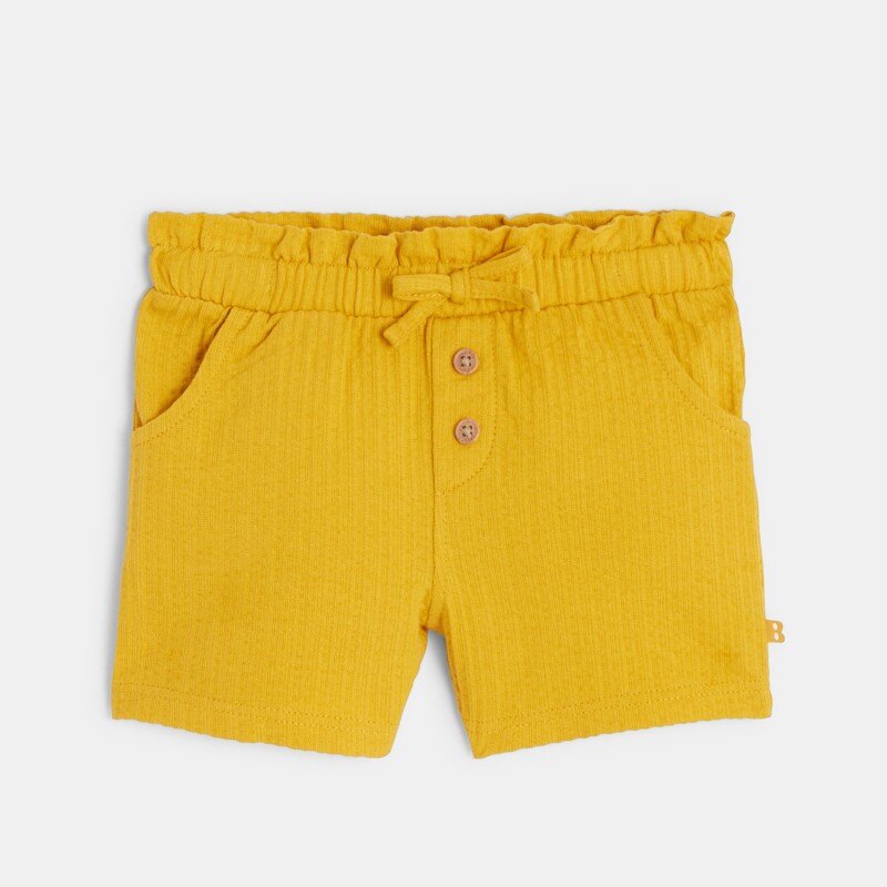 Short coton fantaisie léger jaune bébé fille Jaune