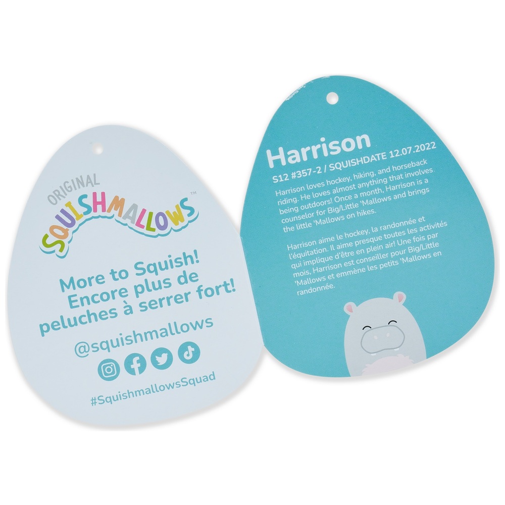 Original Squishmallows 30cm Harrison Grey Nilpferd Plüschtier