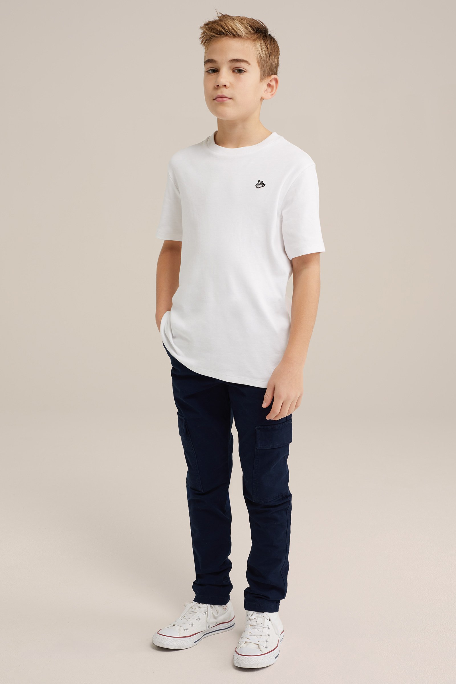 Jongens slim fit cargobroek WE Fashion Marineblauw