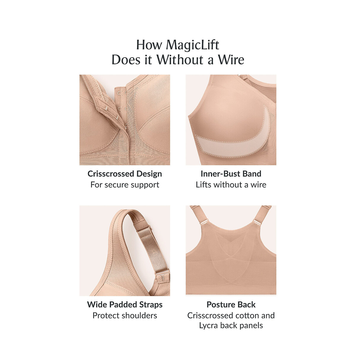 Sutiã GLAMORISE, sustentação firme, Magic Lift