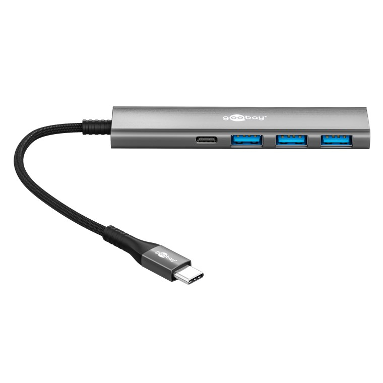 Slim 4-Port USB-C Multiport Adapter HUB mit 3x USB 3.2 / 1x USB-C 5 Gbit/s (76562) - Hellgrau