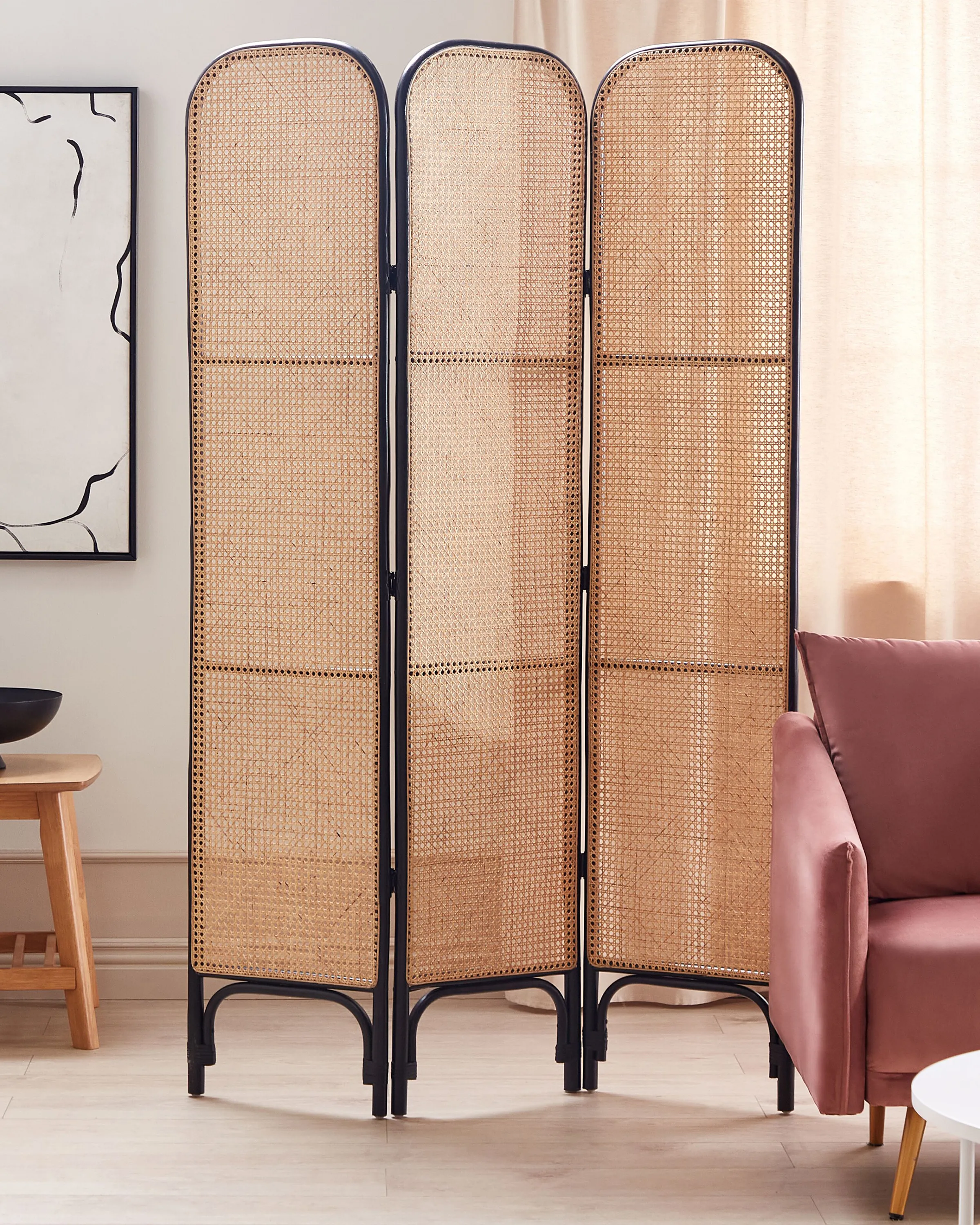 Roomdivider met 3 panelen POTENZA Lichtbruin 105 cm 180 cm