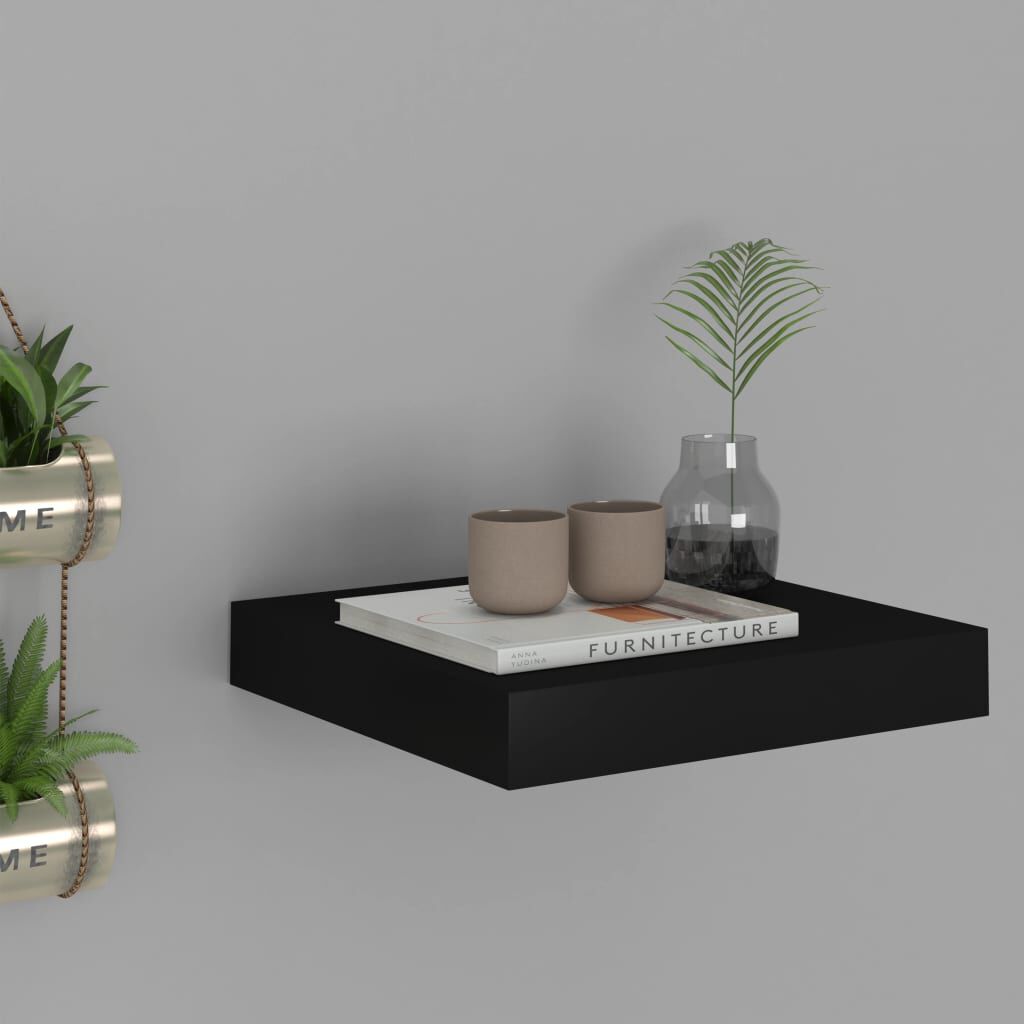 vidaXL Zwevende wandplank zwart 23x23,5x3,8 cm MDF