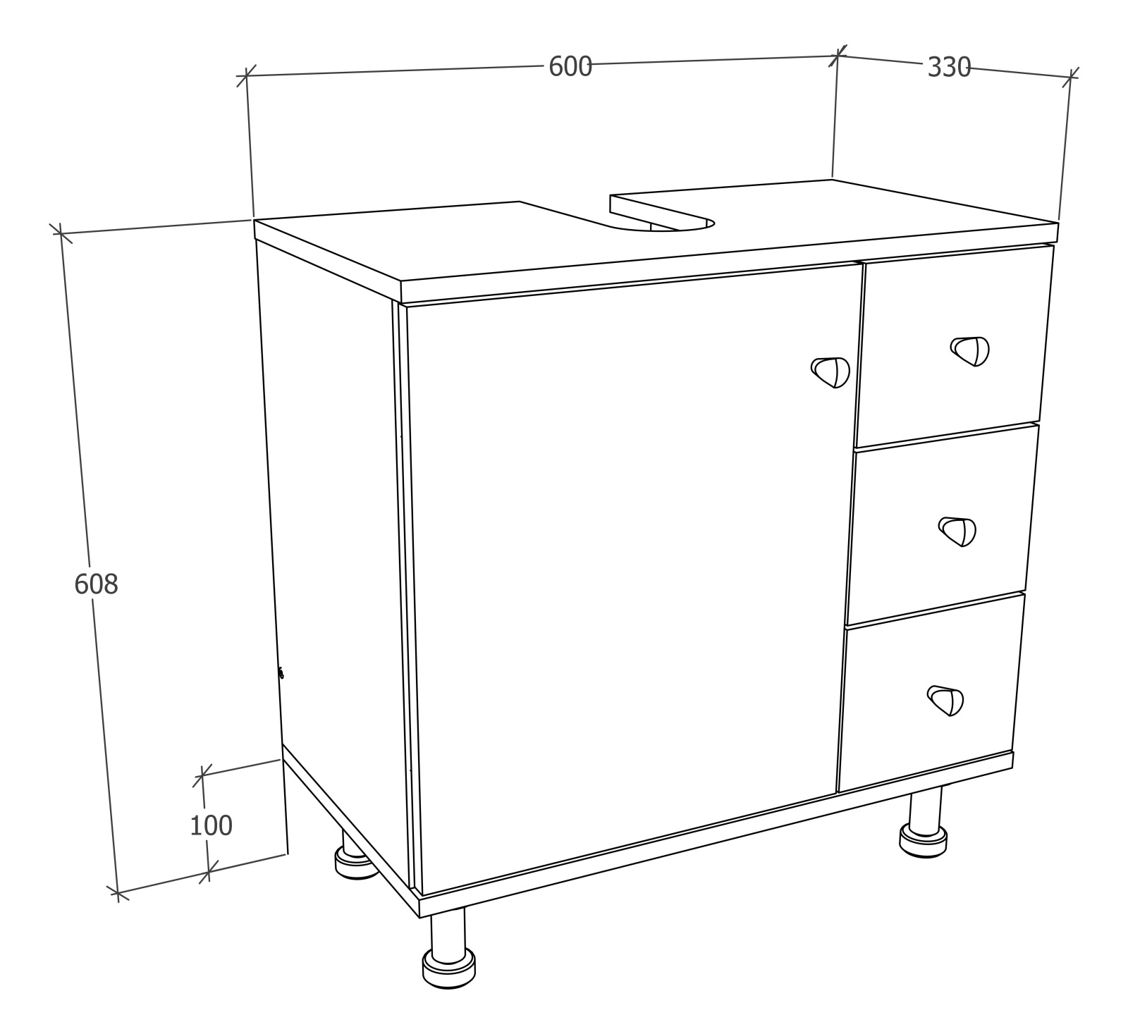 Unterschrank NILOSI M - Honig Eiche-weiß - 60 cm breit