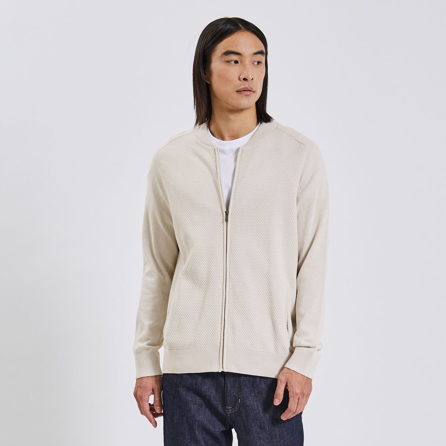 Gilet zippé uni Gris moyen