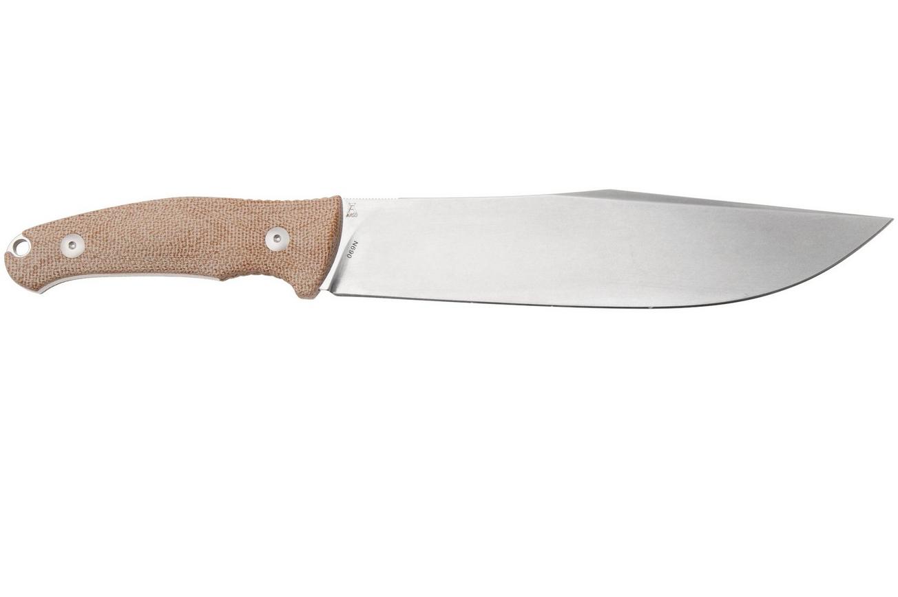 Viper Trail VT4066CN Stonewashed N690, Natural Canvas Micarta, vaststaand mes, Jens Anso design