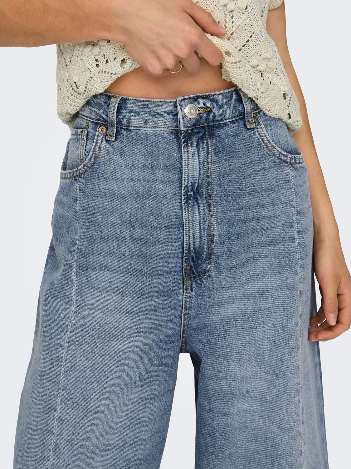 ONLZANE Hohe Taille Lockerer Sitz, verkürzt Jeans Light Blue Denim
