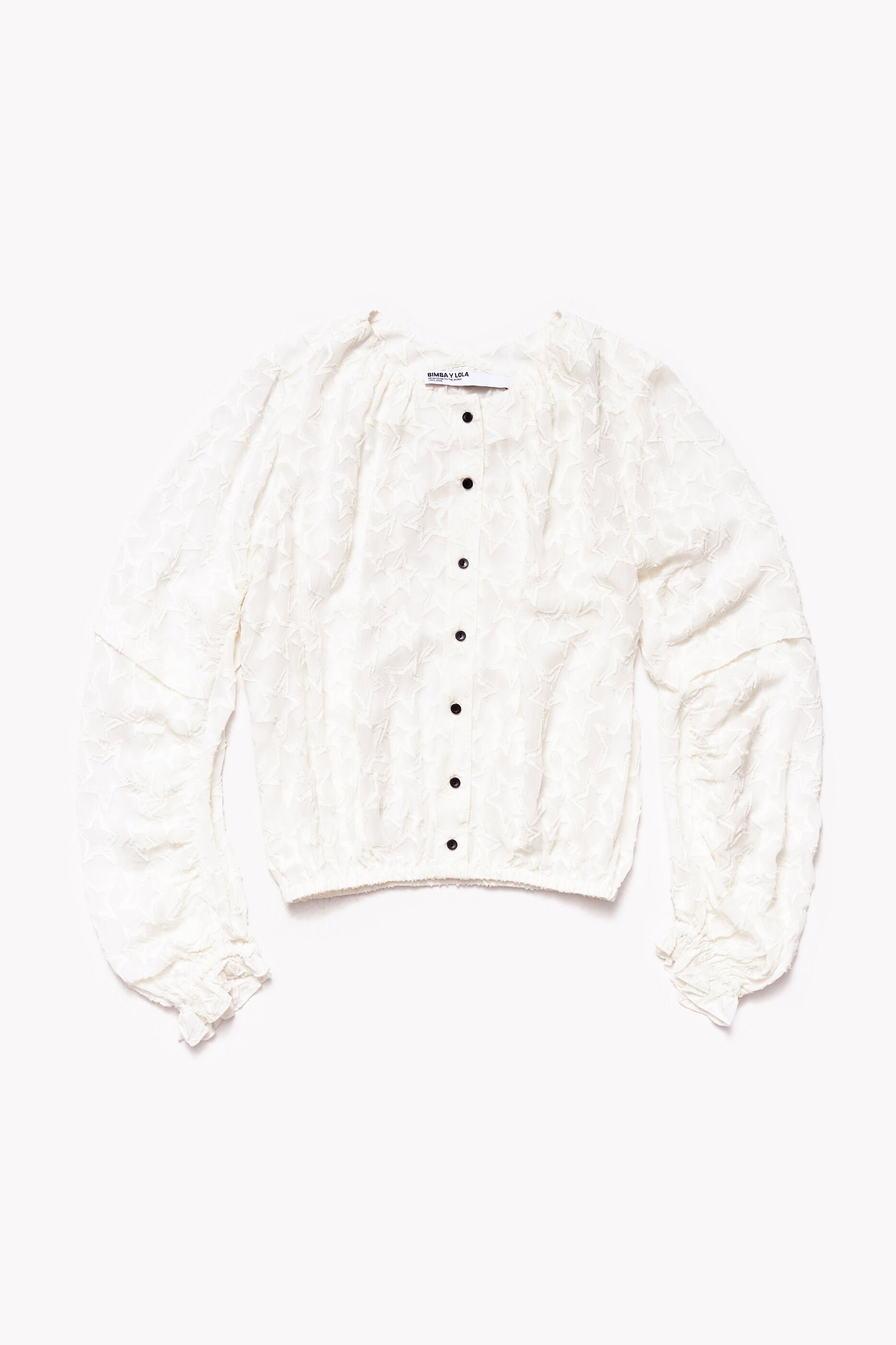 top cropped com estampa de estrelas em jacquard