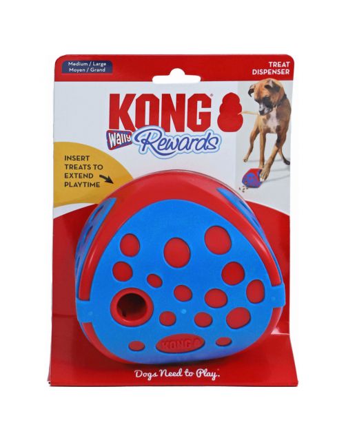 Kong Rewards Wally - Hondenspeelgoed - 12.5x12.5x12.5 cm Rood Blauw M\/L