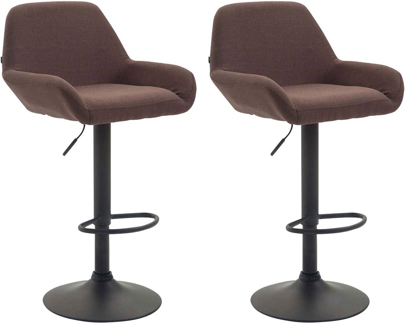 CLP 2er Set Barhocker Braga Mit Stoffbezug I 2 x Barstuhl Mit Lehne Und Fußstütze, Farbe:grau, Gestell Farbe:schwarz