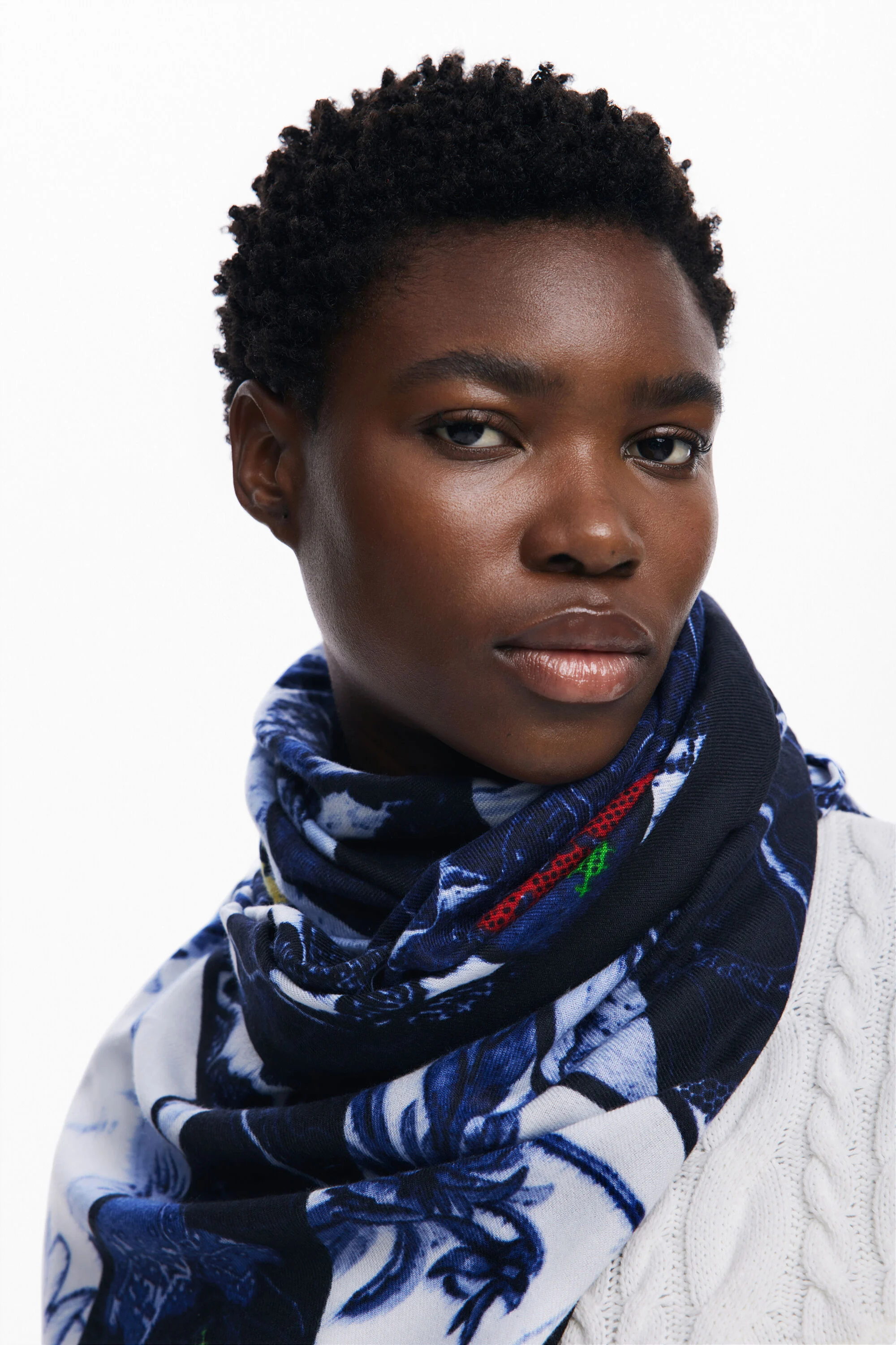 Foulard denim flores