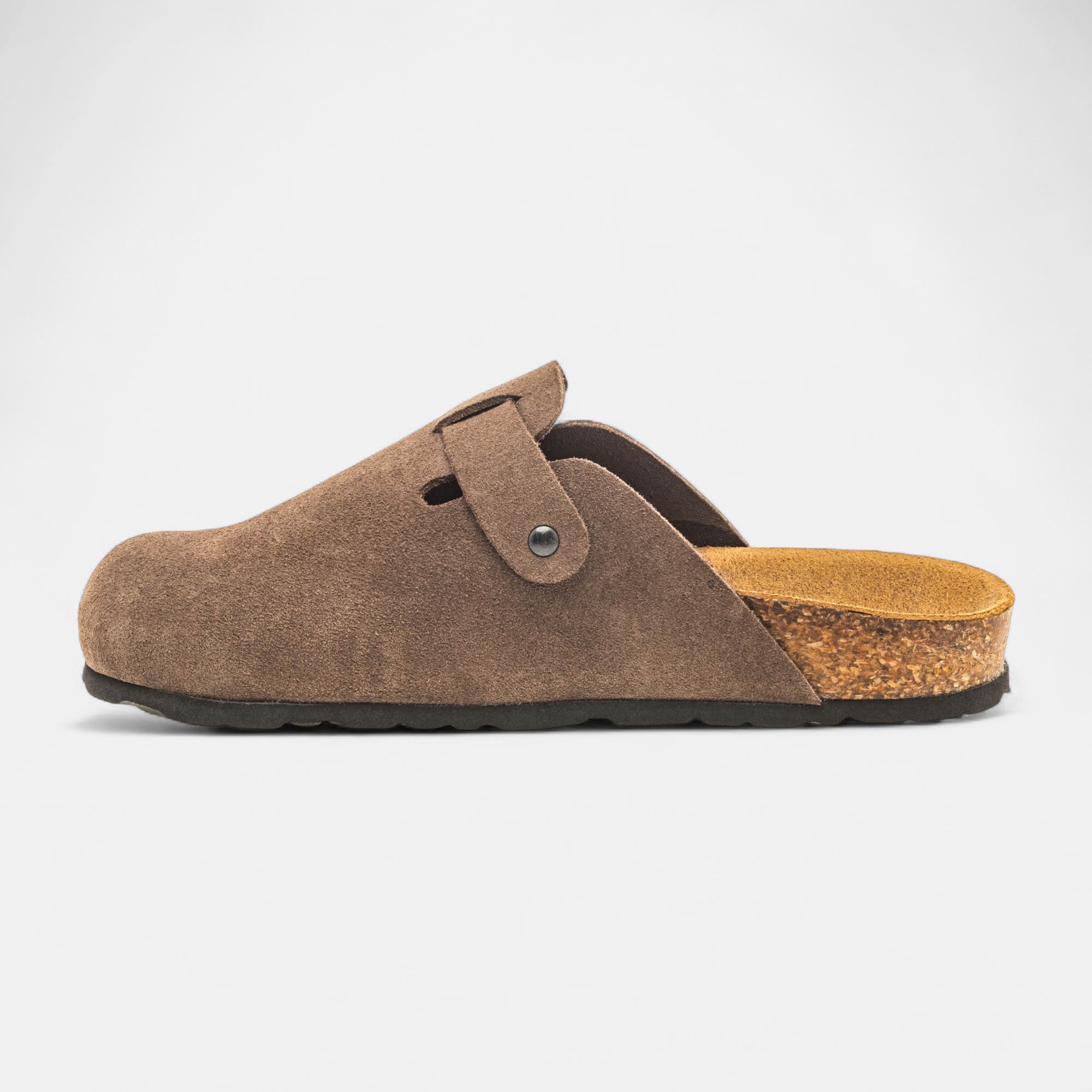 Mules semelle liège Garçon en cuir marron