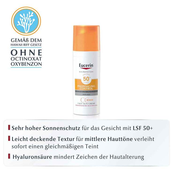 Eucerin Sun CC Gel-Creme getönt mittel LSF 50 + , 50 ml