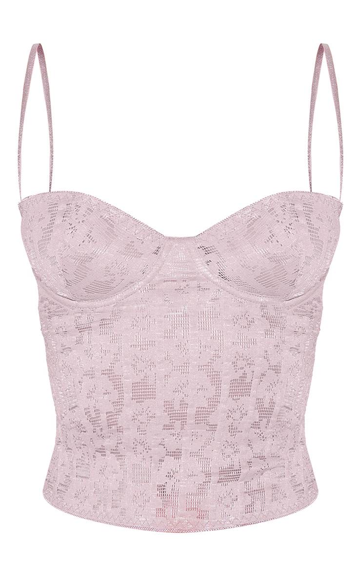 Light Mocha Corset Long À Bretelles Spaghetti En Dentelle
