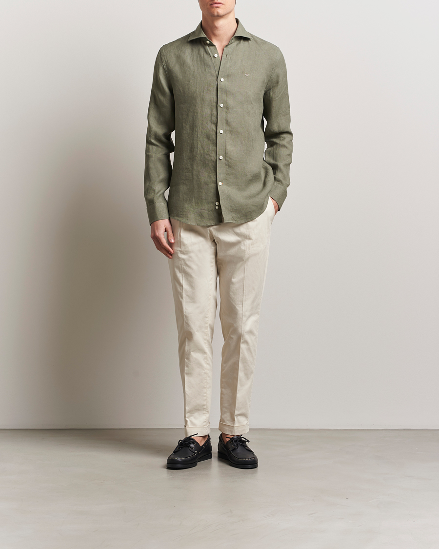 Morris Slim Fit Linen Shirt Green