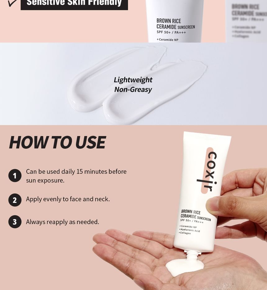 coxir - Bruine rijst ceramide zonnebrandcrème