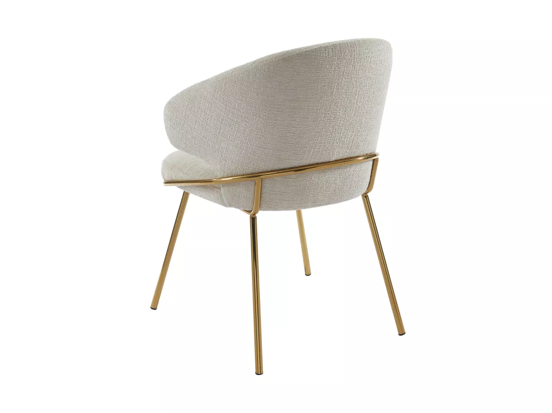 Lot de 6 chaises en tissu et métal doré - Beige - LUXIVA de Pascal Morabito