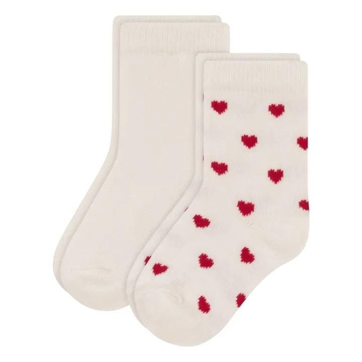 Petit Bateau Lot 2 Chaussettes Cœur | Blanc