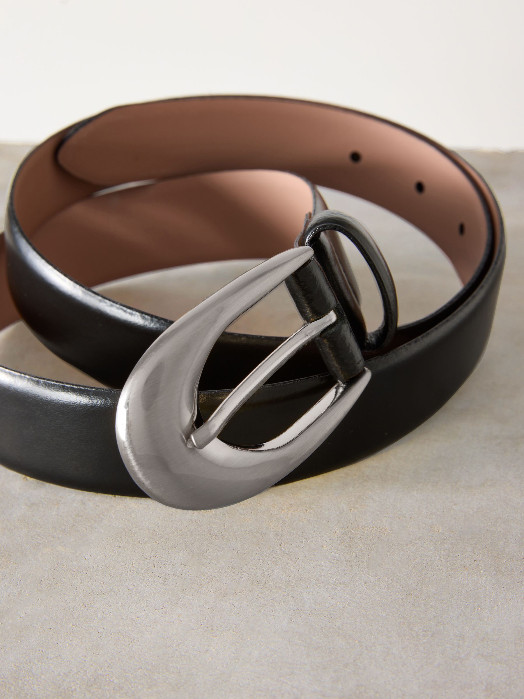 Zwart - N. Premium Made In Italië Plus-maten leren riem met gesp
