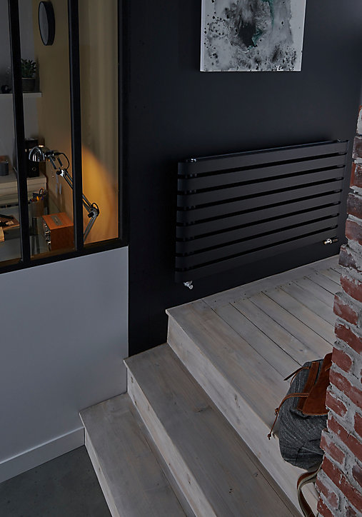 Radiateur eau chaude GoodHome Wilsona Horizontal Anthracite 1 080 W