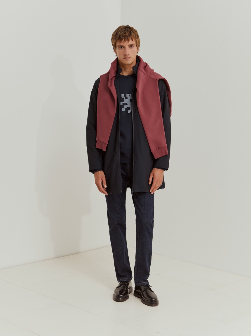 Parka acolchoada com capuz removível