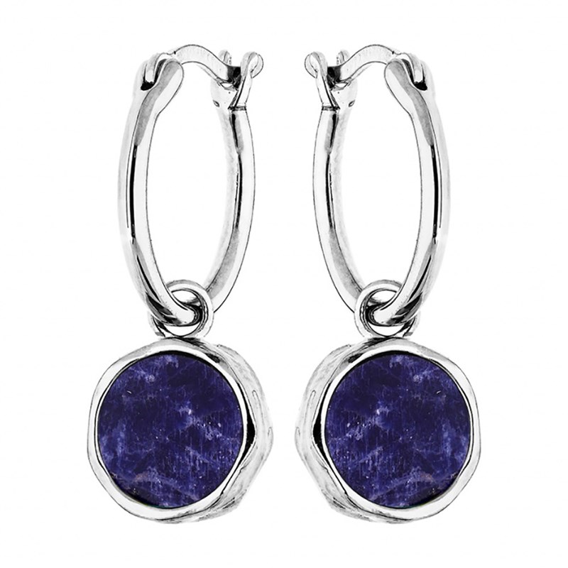 Créoles Argent - Sodalite véritable