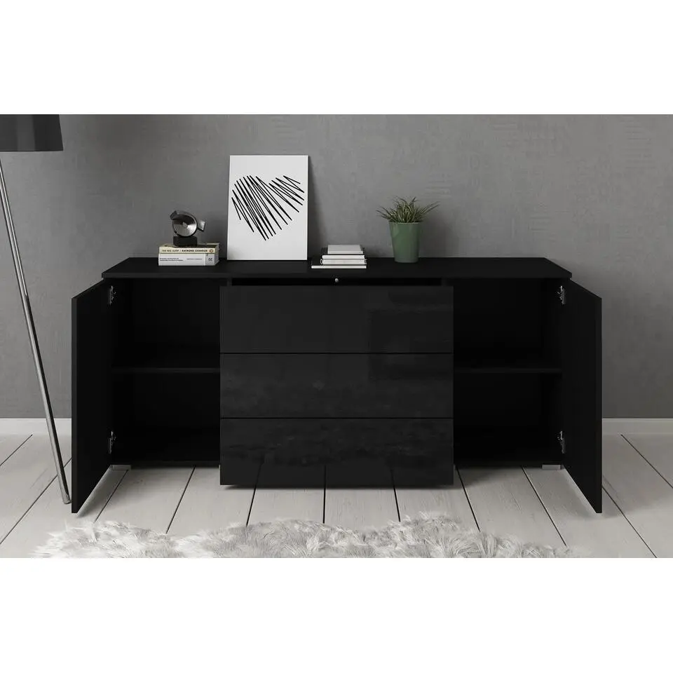 Meubella - Dressoir Pure - Zwart - 150 cm