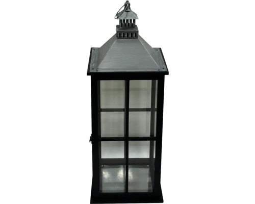 Lafiora lantaarn, 24 x 65 cm, ijzer, hout, zwart
