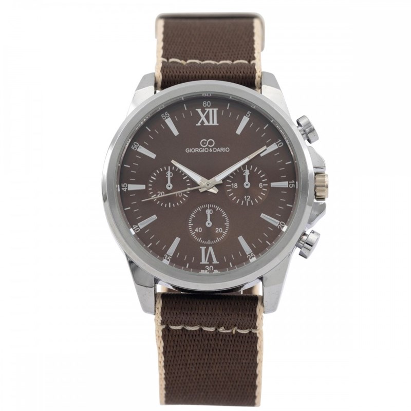 Jolie Montre Homme Tissu Marron GIORGIO