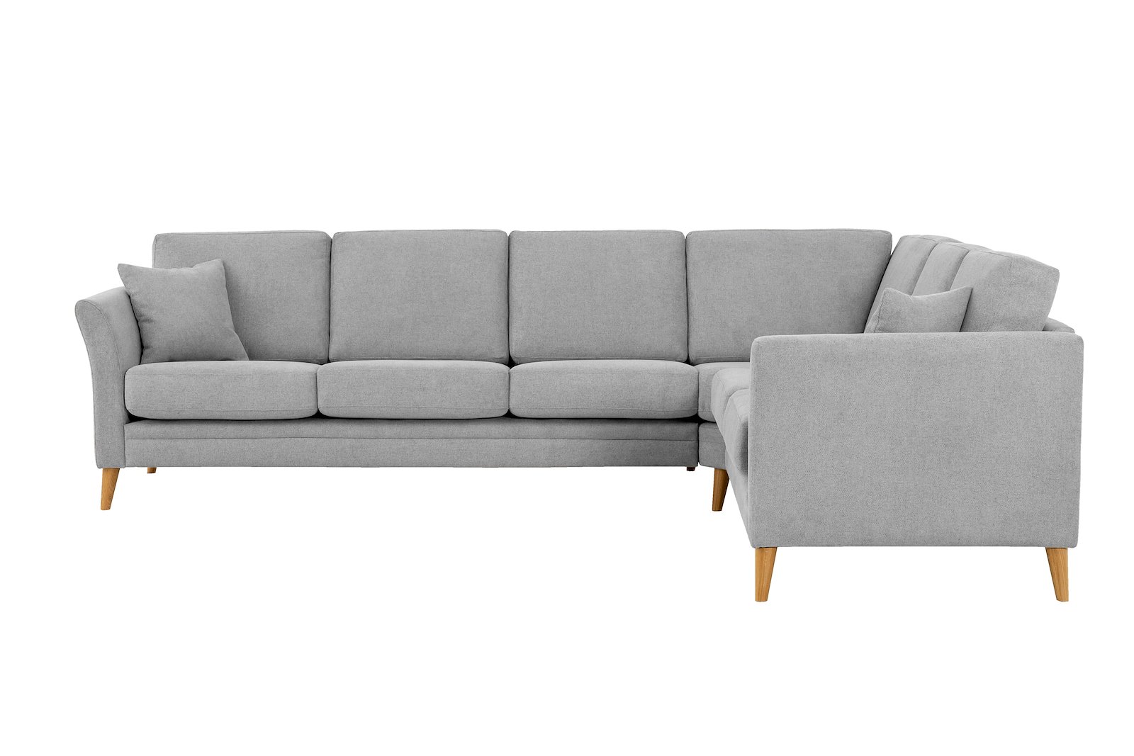 Eden hjørnesofa 32 hjørne i tekstil Brooklyn 3/1 Light Grey med ben i eik natur (15137).